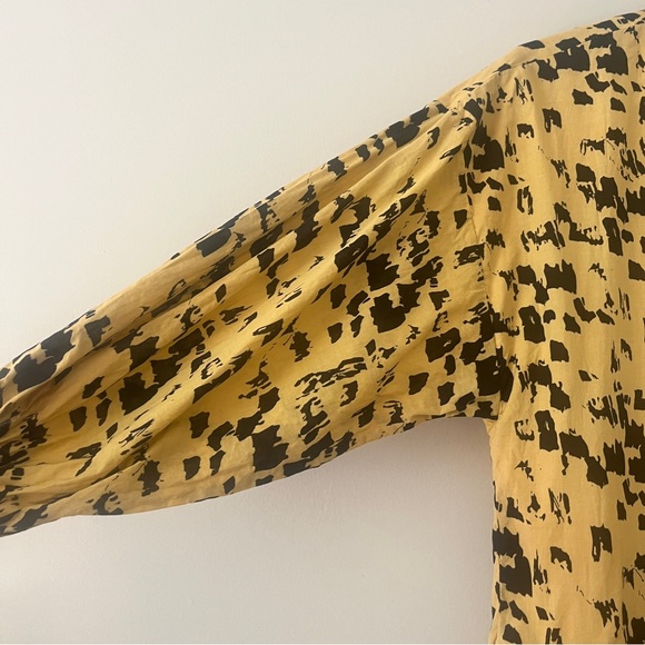 Anine Bing Painterly Leo Peyton Long Sleeve Yellow and Black Mini Dress XXS - Picture 8 of 16